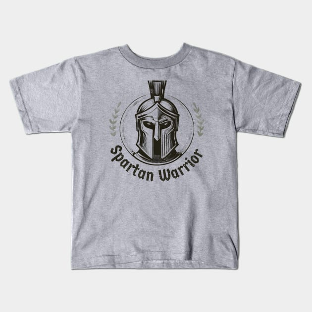 Spartan warrior vintage Kids T-Shirt by Ravenglow